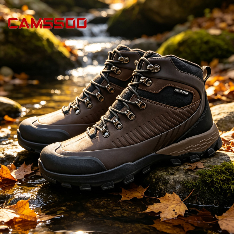 Outdoor Hunting Boots For Men - CAMSSOO cowhide hiking Shoes Men waterproof