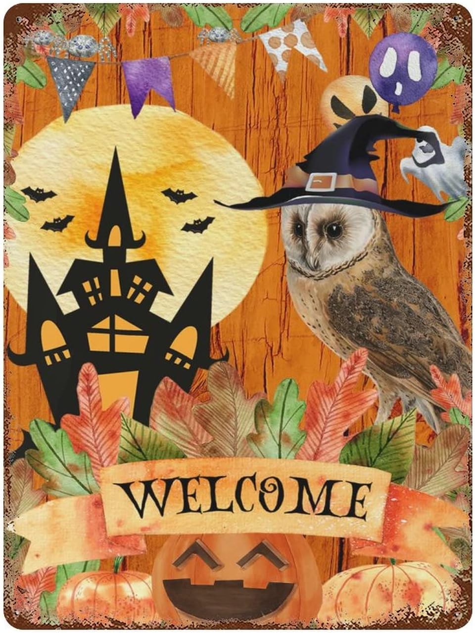 Vintage Halloween Metal Tin Si - Outdoor Hunting House review and price