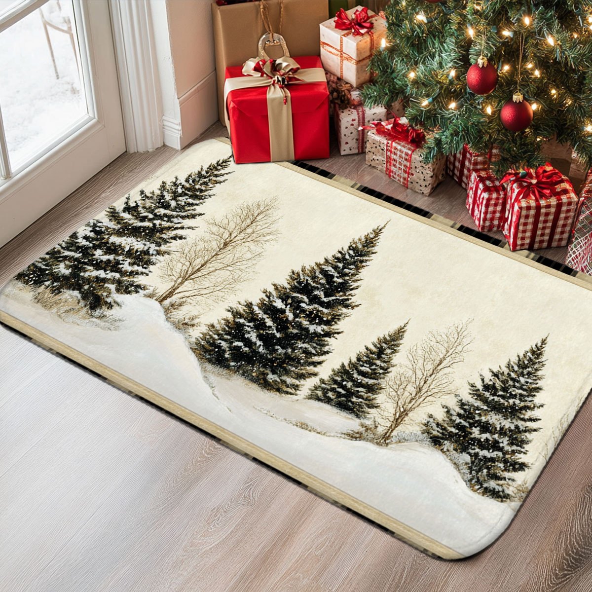 Winter Snow Hunting Cabin Pine - Hunting Outdoor Rug review and price