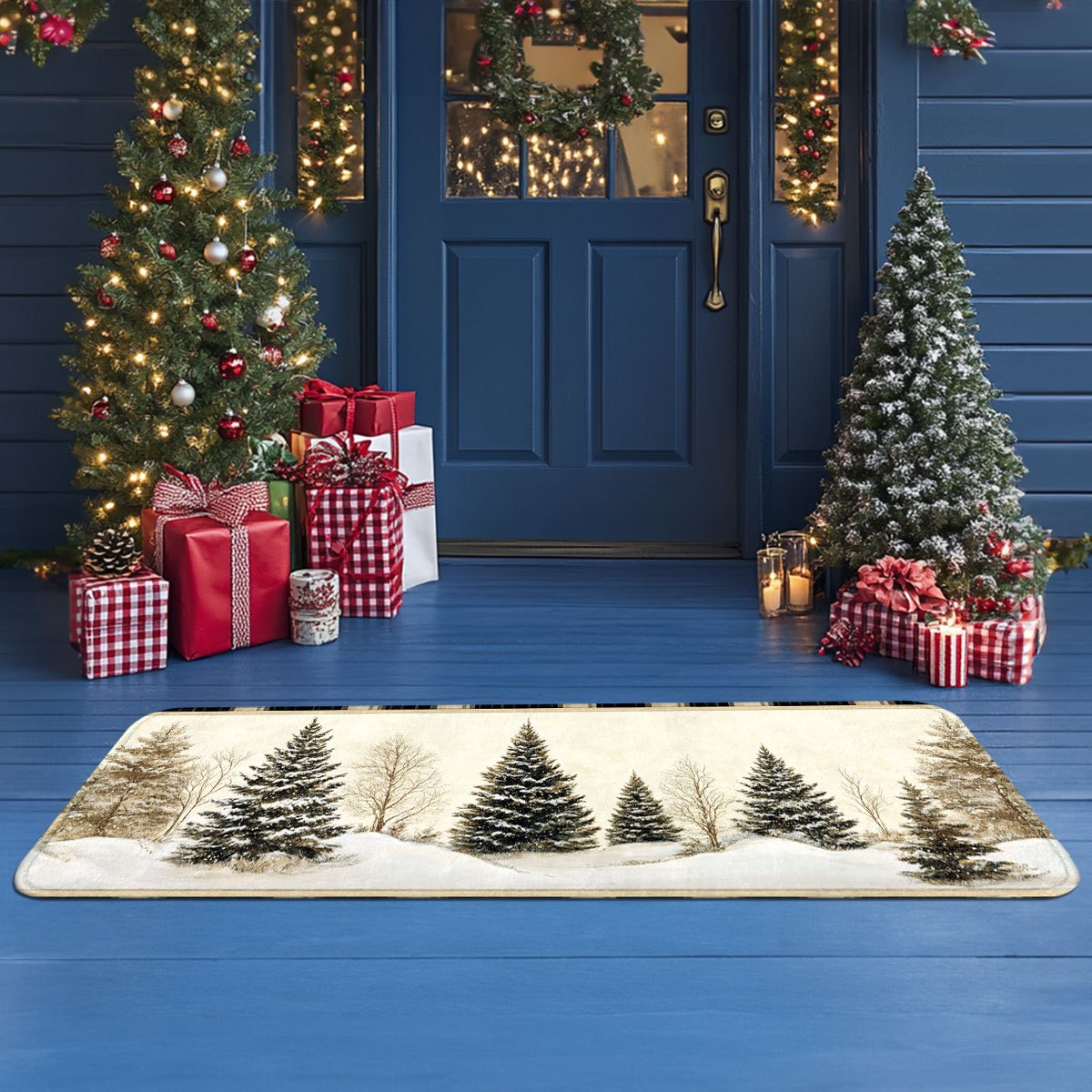 Winter Snow Hunting Cabin Pine - Hunting Outdoor Rug review and price