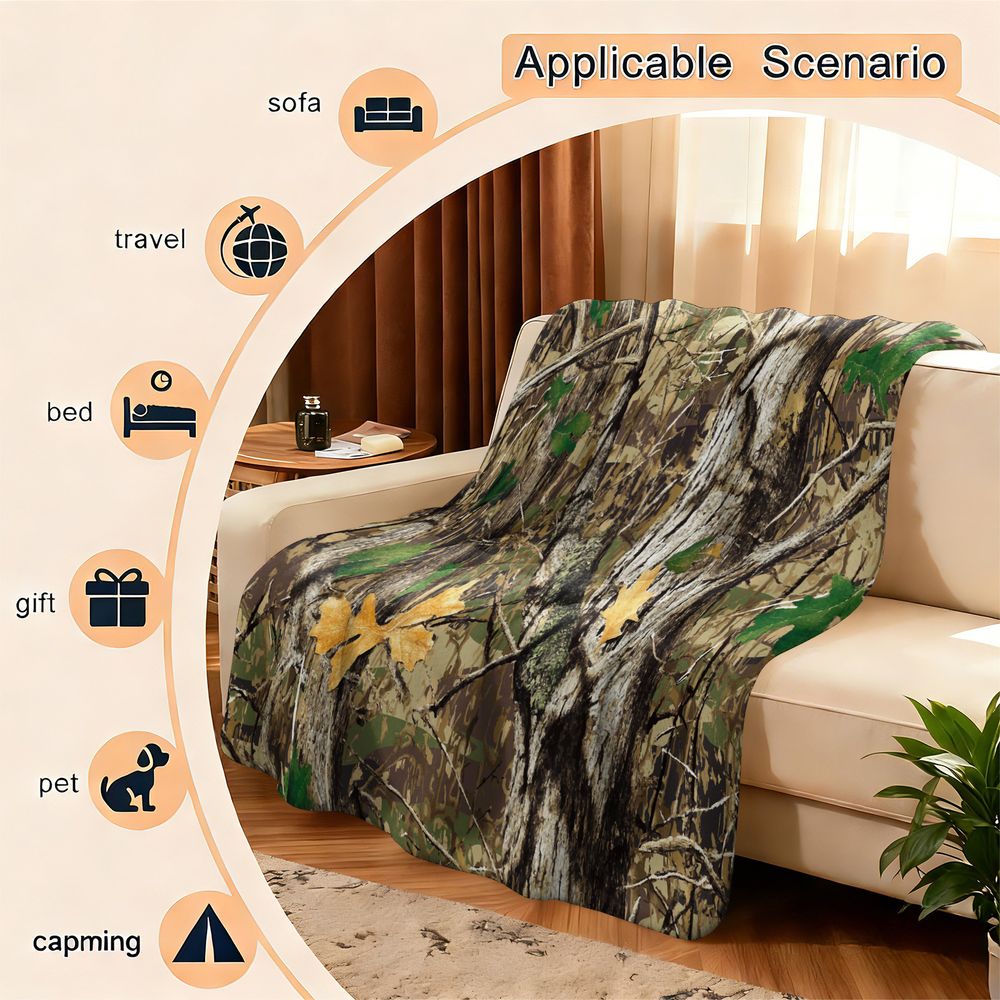 Forest Camouflage Flannel Blan - Hunting Outdoor Rug review and price