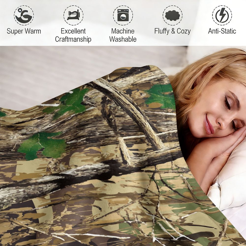 Forest Camouflage Flannel Blan - Hunting Outdoor Rug review and price