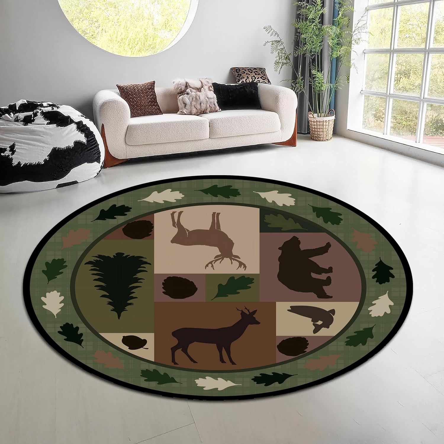 Vintage Nature Forest Round Ru - Hunting Outdoor Rug review and price